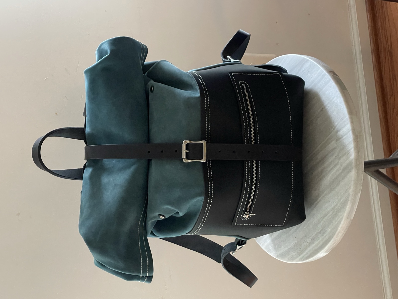 Roll top backpack front view