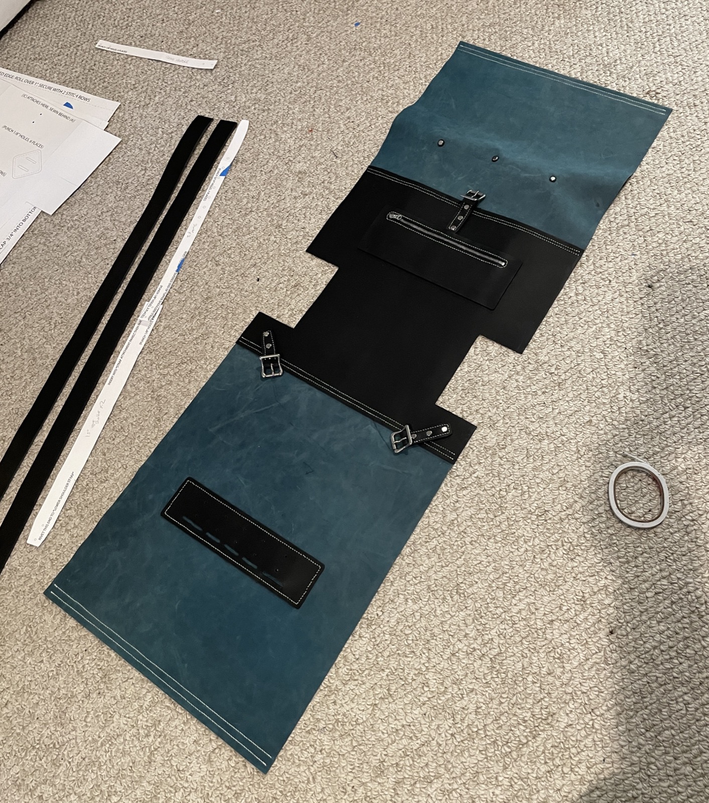 Roll top backpack detail