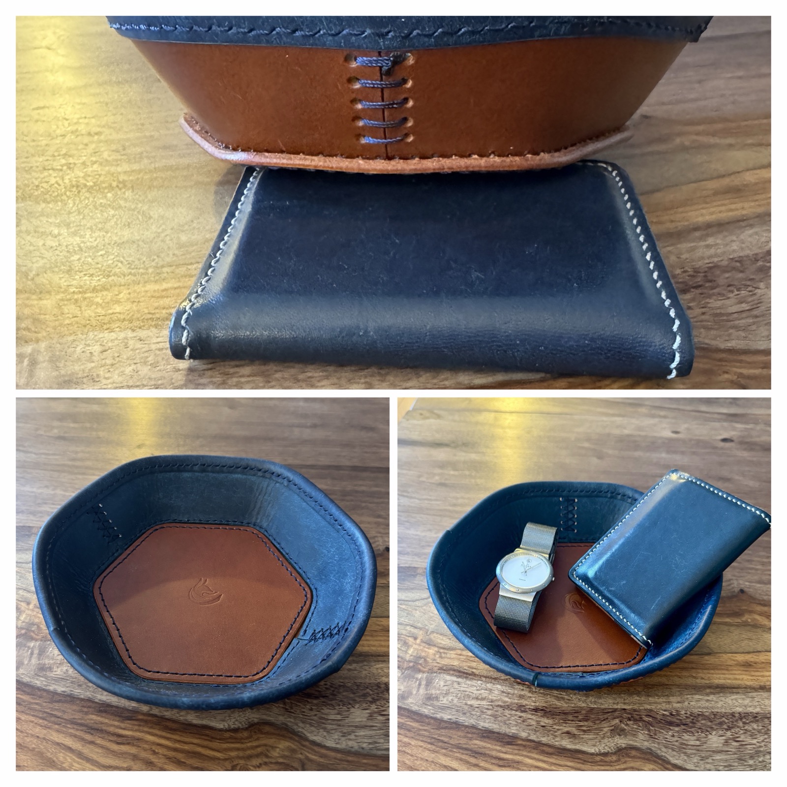 Leather valet tray full view