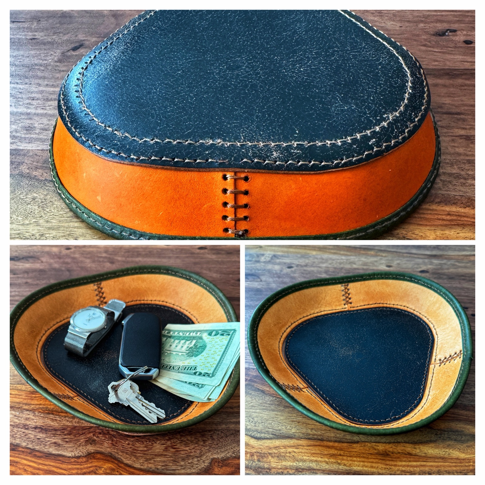 Leather valet tray detail